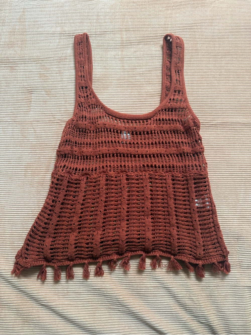 Old Navy Rust Crochet Tassel Tank Top